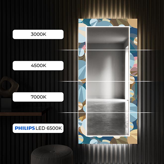 Just touch the switch to quickly and intuitively turn the LED backlight on or off in your decorative mirror!