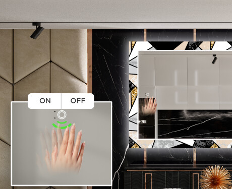 Backlit Decorative Mirror For The Dining Room - Marble Pattern #5